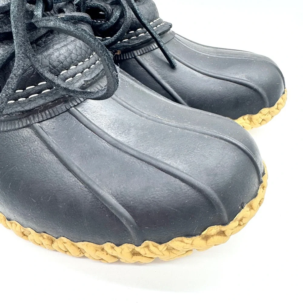 L.L.Bean Rubber Moc Low Bean Boots Made in USA Black Size 7 Classic Fisherman